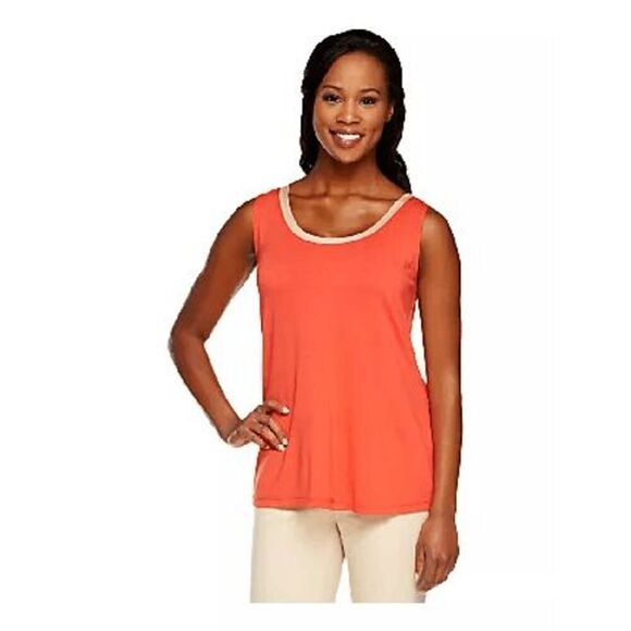 Susan Graver Womens 3X Scoop Neck Sleeveless Top Royal Blue Contrasting Trim NWT - Picture 3 of 5